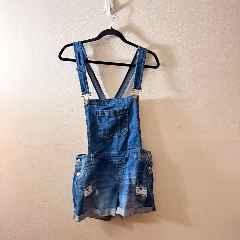 Vintage 2000s Wax Jean Blue Denim Overall Shorts Size L